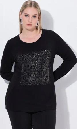 Ulla Popken T-Shirt Shirt Ziersteine Classic Rundhals Langarm