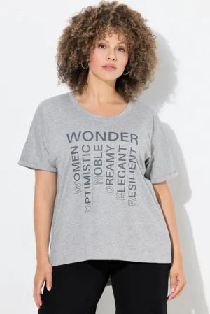 Ulla Popken T-Shirt Shirt Ziersteine Oversized Rundhals Halbarm