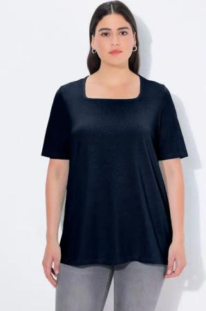 Ulla Popken T-Shirt T-Shirt A-Linie Carré-Ausschnitt Halbarm