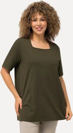 Ulla Popken T-Shirt T-Shirt A-Linie Carré-Ausschnitt Halbarm