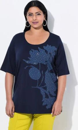 Ulla Popken T-Shirt T-Shirt A-Linie Rundhals Halbarm Pima Cotton