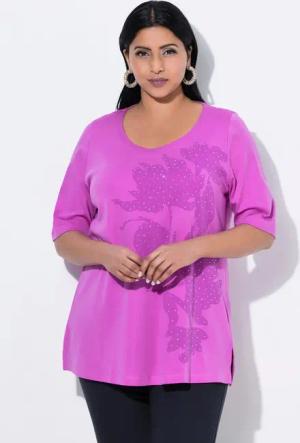 Ulla Popken T-Shirt T-Shirt A-Linie Rundhals Halbarm Pima Cotton