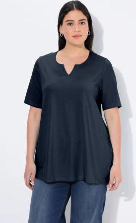 Ulla Popken T-Shirt T-Shirt A-Linie Tunika-Ausschnitt Halbarm