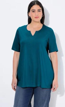 Ulla Popken T-Shirt T-Shirt A-Linie Tunika-Ausschnitt Halbarm