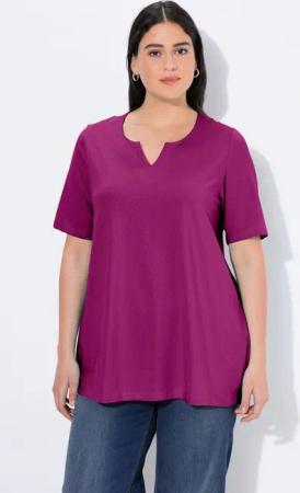 Ulla Popken T-Shirt T-Shirt A-Linie Tunika-Ausschnitt Halbarm