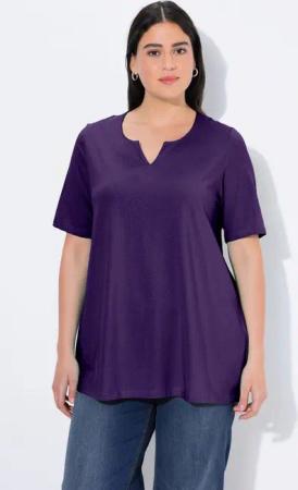 Ulla Popken T-Shirt T-Shirt A-Linie Tunika-Ausschnitt Halbarm