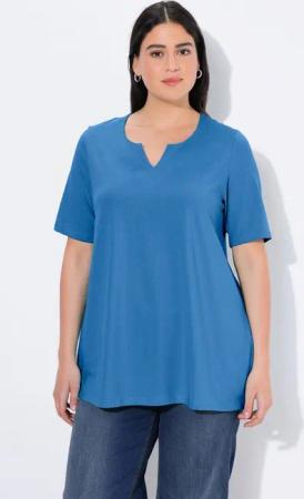 Ulla Popken T-Shirt T-Shirt A-Linie Tunika-Ausschnitt Halbarm