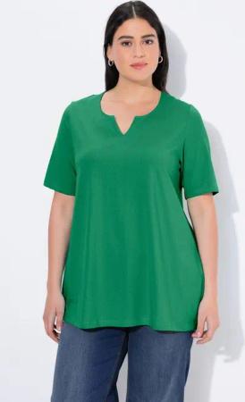 Ulla Popken T-Shirt T-Shirt A-Linie Tunika-Ausschnitt Halbarm