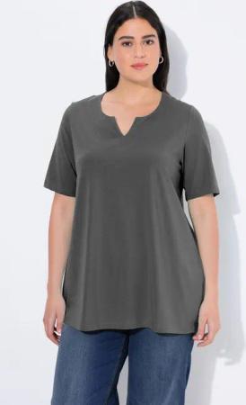 Ulla Popken T-Shirt T-Shirt A-Linie Tunika-Ausschnitt Halbarm