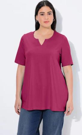 Ulla Popken T-Shirt T-Shirt A-Linie Tunika-Ausschnitt Halbarm