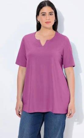 Ulla Popken T-Shirt T-Shirt A-Linie Tunika-Ausschnitt Halbarm