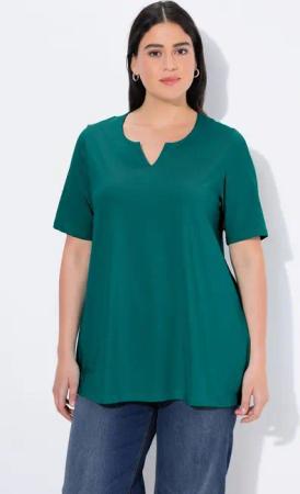 Ulla Popken T-Shirt T-Shirt A-Linie Tunika-Ausschnitt Halbarm