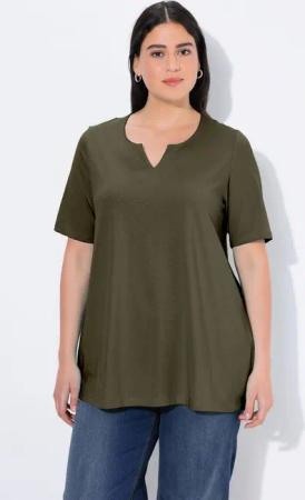 Ulla Popken T-Shirt T-Shirt A-Linie Tunika-Ausschnitt Halbarm