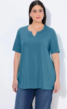Ulla Popken T-Shirt T-Shirt A-Linie Tunika-Ausschnitt Halbarm