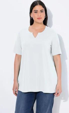Ulla Popken T-Shirt T-Shirt A-Linie Tunika-Ausschnitt Halbarm