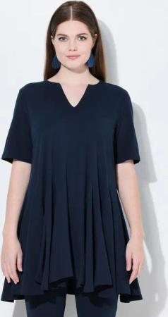 Ulla Popken T-Shirt T-Shirt A-Linie Tunika-Ausschnitt Halbarm