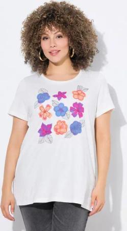 Ulla Popken T-Shirt T-Shirt Blüten A-Linie Rundhals Halbarm