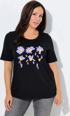 Ulla Popken T-Shirt T-Shirt Blüten Classic Rundhals Halbarm