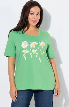 Ulla Popken T-Shirt T-Shirt Blüten Classic Rundhals Halbarm