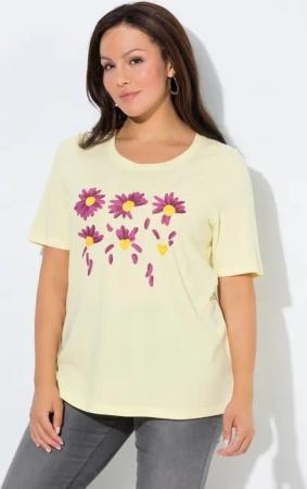 Ulla Popken T-Shirt T-Shirt Blüten Classic Rundhals Halbarm