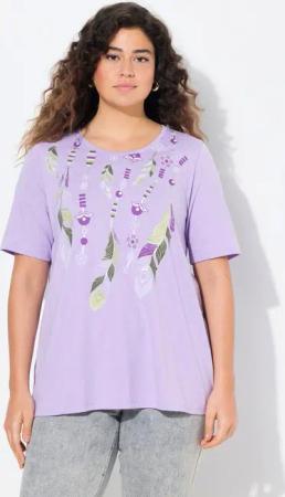 Ulla Popken T-Shirt T-Shirt Federn A-Linie Rundhals Halbarm