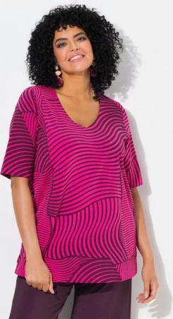 Ulla Popken T-Shirt T-Shirt grafischer Druck A-Linie V-Ausschnitt