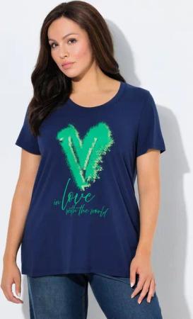 Ulla Popken T-Shirt T-Shirt Herz Classic Rundhals Halbarm