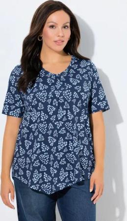 Ulla Popken T-Shirt T-Shirt Herzen A-Linie V-Ausschnitt Halbarm