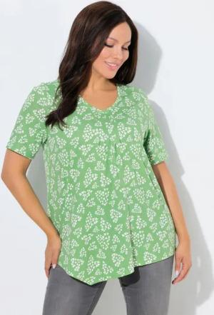 Ulla Popken T-Shirt T-Shirt Herzen A-Linie V-Ausschnitt Halbarm