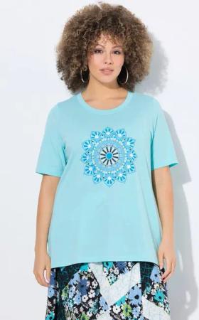 Ulla Popken T-Shirt T-Shirt Mandala A-Linie Rundhals Halbarm
