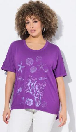 Ulla Popken T-Shirt T-Shirt Meerestiere Oversized Rundhals Halbarm