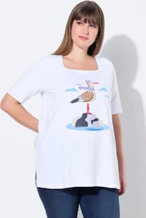 Ulla Popken T-Shirt T-Shirt Möwe Classic Carree-Ausschnitt Halbarm