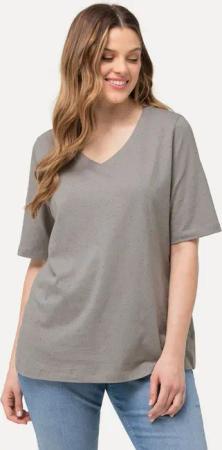 Ulla Popken T-Shirt T-Shirt Noppen V-Ausschnitt Halbarm