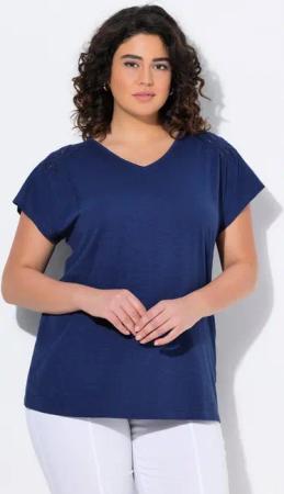 Ulla Popken T-Shirt T-Shirt Palmen Oversized V-Ausschnitt Halbarm