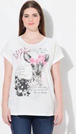 Ulla Popken T-Shirt T-Shirt Rehkitz Oversized Rundhals Halbarm