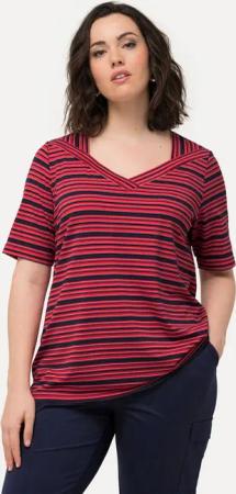 Ulla Popken T-Shirt T-Shirt Ringel Classic V-Ausschnitt Halbarm