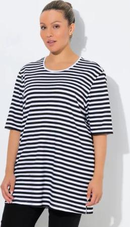 Ulla Popken T-Shirt T-Shirt Ringel Relaxed Rundhals Halbarm