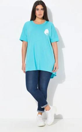 Ulla Popken T-Shirt T-Shirt Rückendruck Oversized Rundhals Halbarm