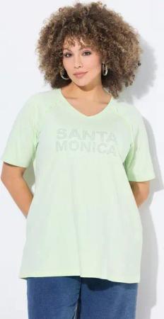 Ulla Popken T-Shirt T-Shirt Santa Monica A-Linie V-Ausschnitt Halbarm