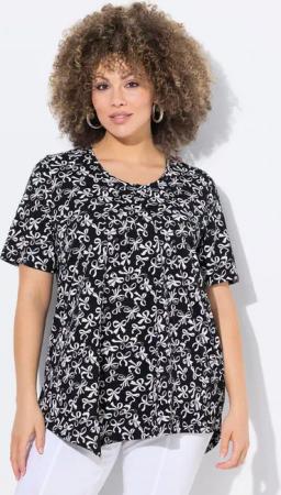 Ulla Popken T-Shirt T-Shirt Schleifen Biesen A-Linie Rundhals Halbarm