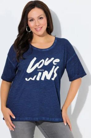 Ulla Popken T-Shirt T-Shirt Schriftdruck Oversized Rundhals Halbarm