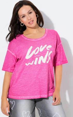 Ulla Popken T-Shirt T-Shirt Schriftdruck Oversized Rundhals Halbarm