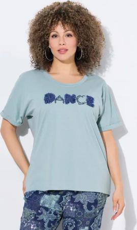 Ulla Popken T-Shirt T-Shirt Schriftmotiv Oversized Rundhals Halbarm