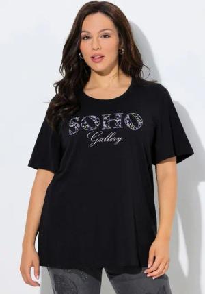 Ulla Popken T-Shirt T-Shirt Schriftzug A-Linie Rundhals