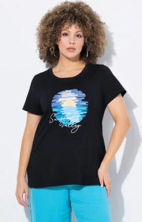 Ulla Popken T-Shirt T-Shirt Sunshine Valley Rundhals Halbarm