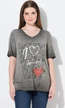 Ulla Popken T-Shirt T-Shirt Trachtenmotiv Classic V-Ausschnitt Halbarm