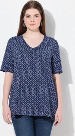 Ulla Popken T-Shirt T-Shirt Trachtenmuster A-Linie V-Ausschnitt