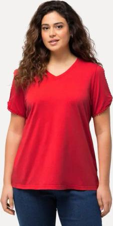 Ulla Popken T-Shirt T-Shirt Zierborte Calssic V-Ausschnitt Halbarm