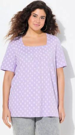 Ulla Popken T-Shirt T-Shirt Zierfalten A-Linie Carree-Ausschnitt