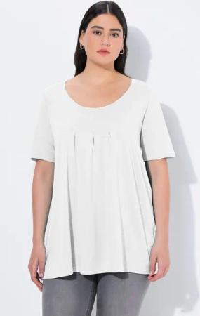 Ulla Popken T-Shirt T-Shirt Zierfalten A-Linie Rundhals Halbarm Modal